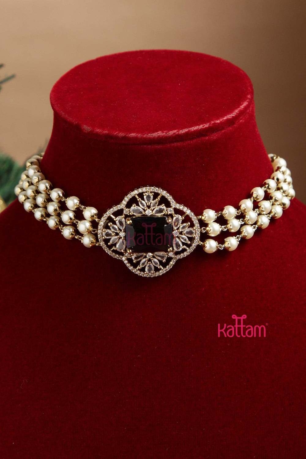 Shreya Victorian Purple Pearl Choker - N6093