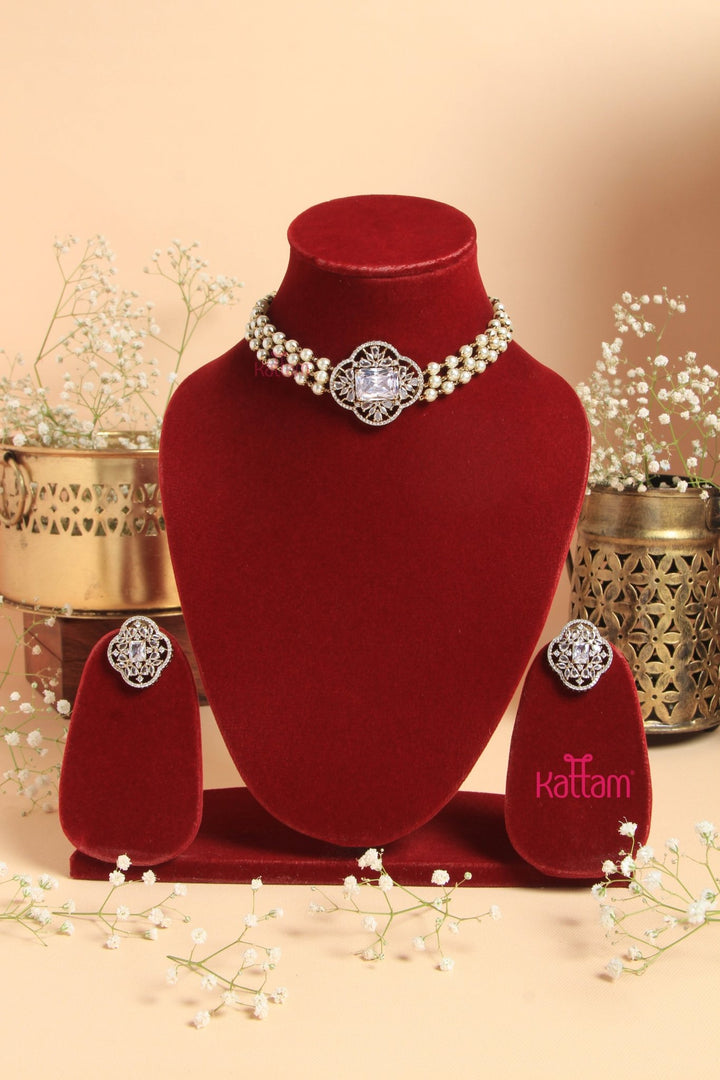 Shreya Victorian White Pearl Choker - N6105