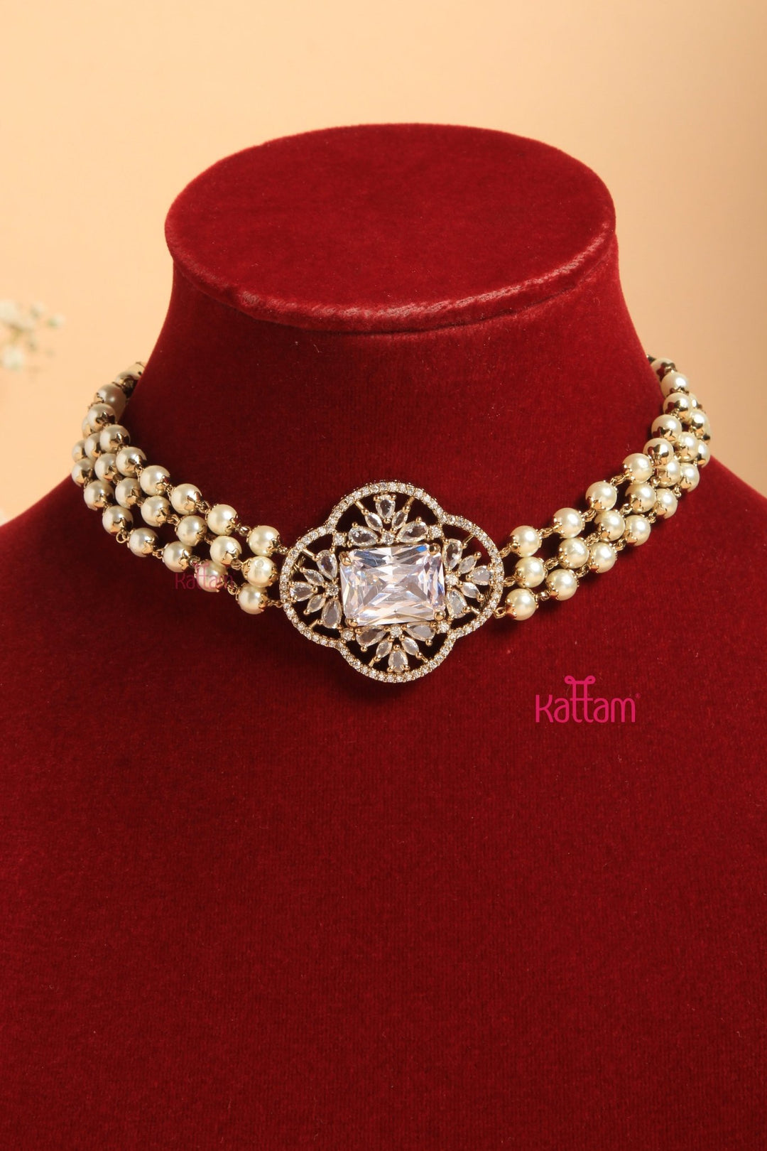 Shreya Victorian White Pearl Choker - N6105