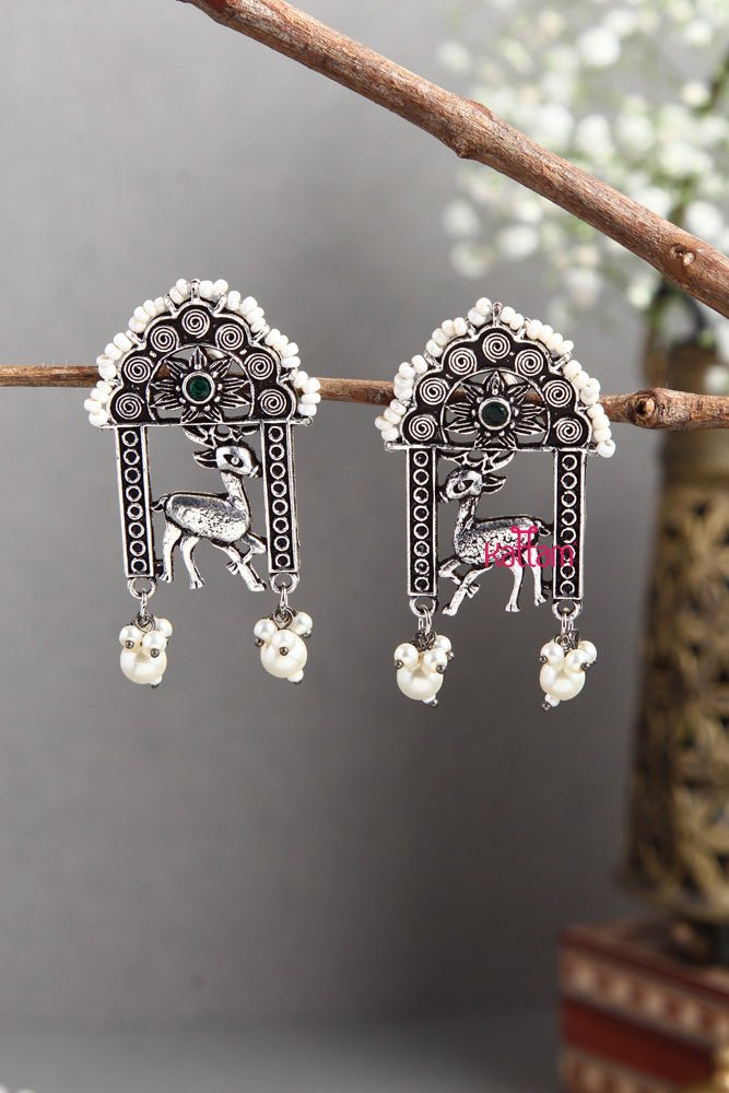 Silver Lookalike Deer Earring - E406