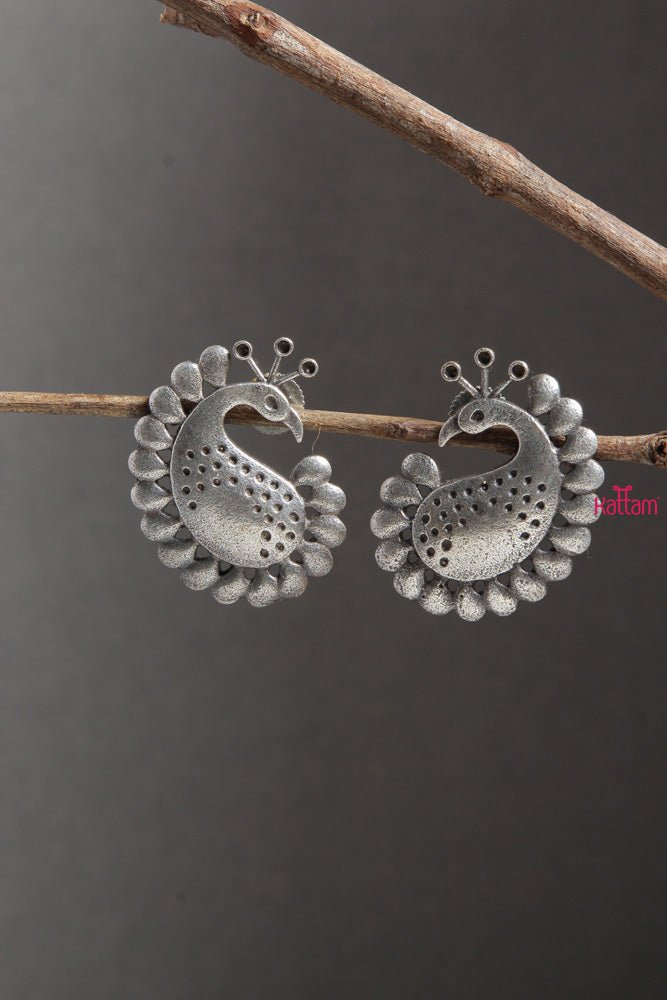 Silver Lookalike Peacock Earrings - E332