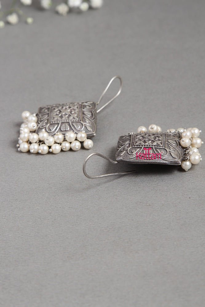 Silver Pearls Hook Earring - E453