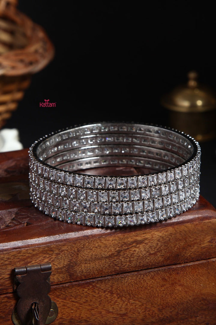 Silver White Bangle Set of 4 - B269