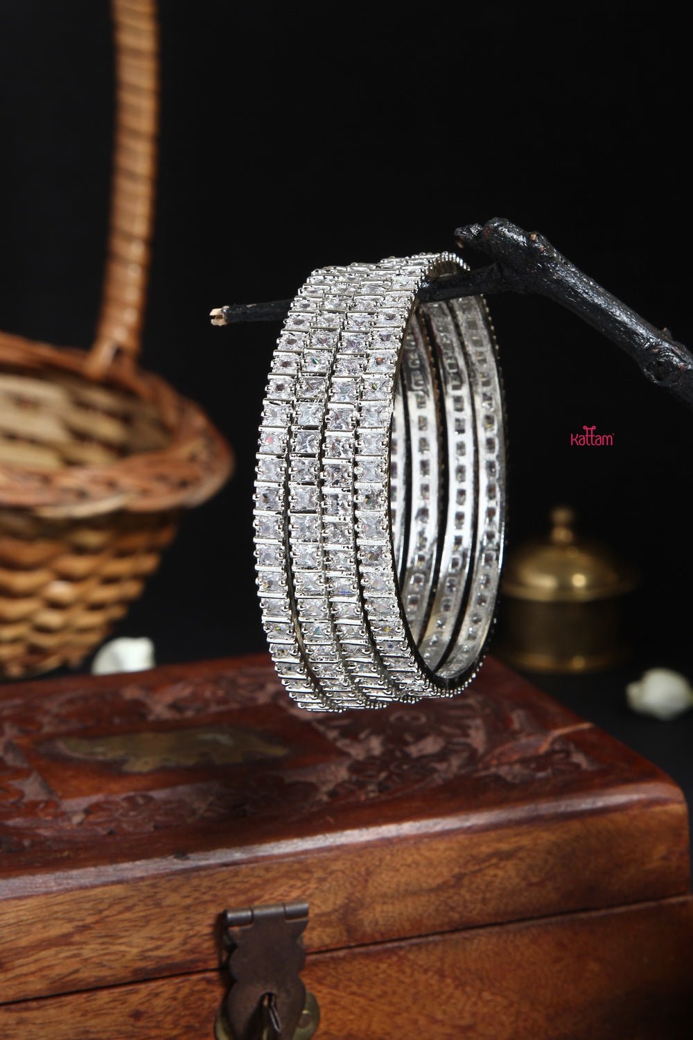 Silver White Bangle Set of 4 - B269