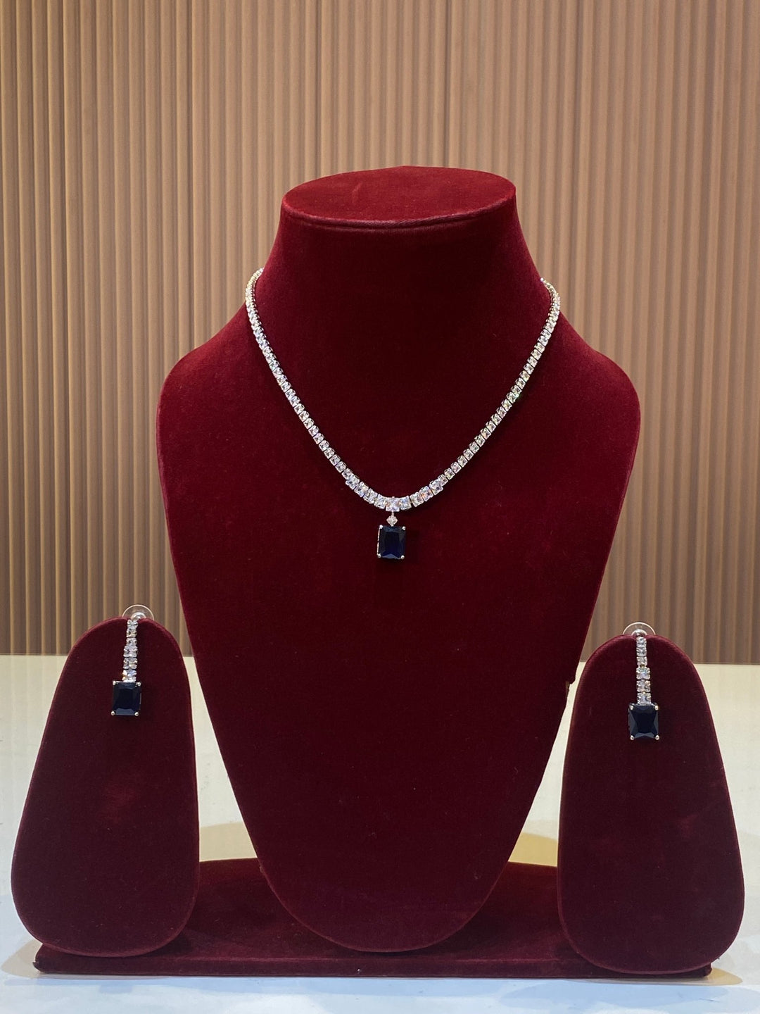 Silvertone Partywear Blue Necklace - SPN45
