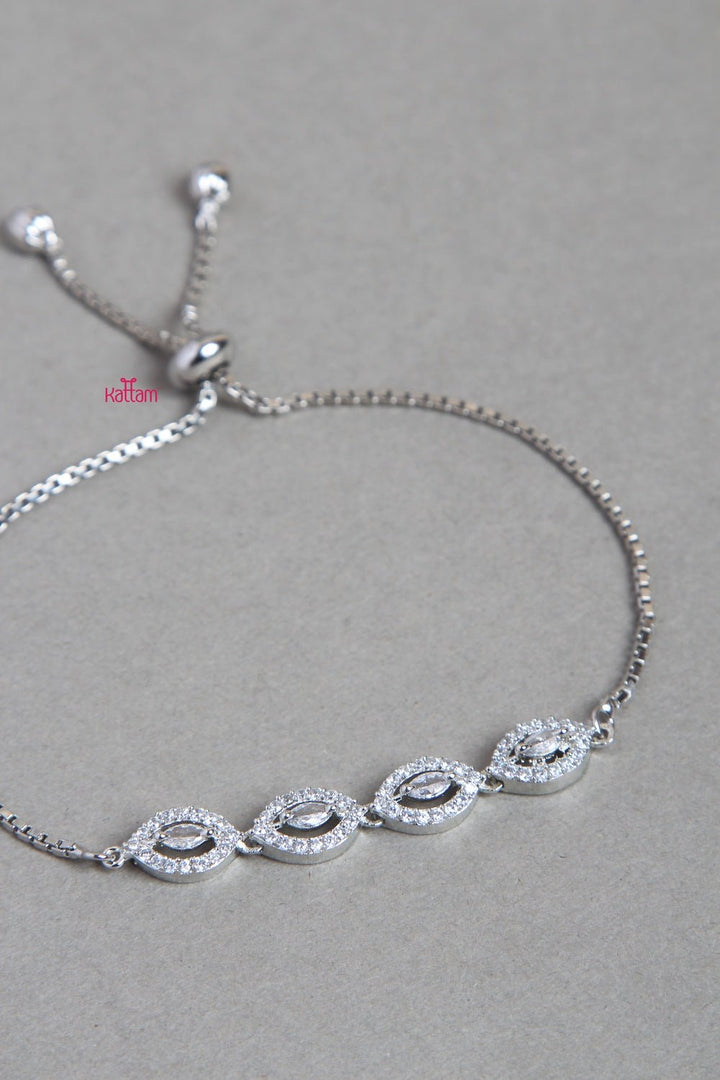 Silvertone Tilak Shaped Chain Bracelet - BR005