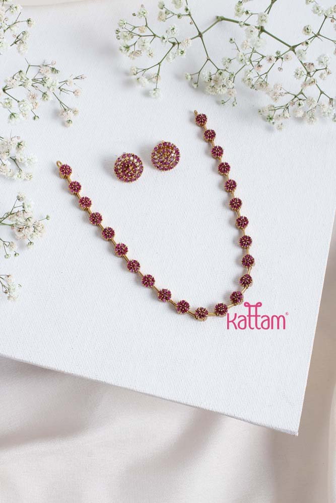 Simple AD Ruby Floral Choker - N2300