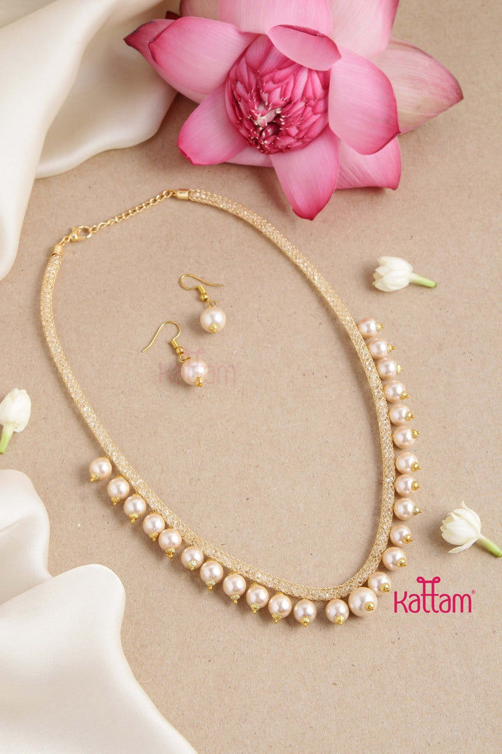 Simple Geometric Pearl Necklace - N2767