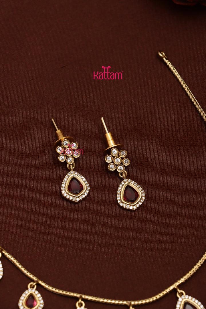Simple Ruby Drop Choker - N3702