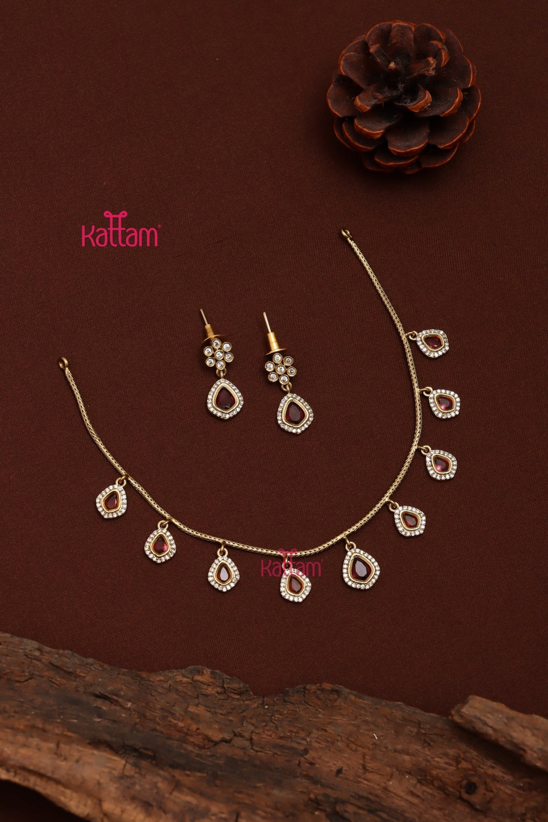 Simple Ruby Drop Choker - N3702