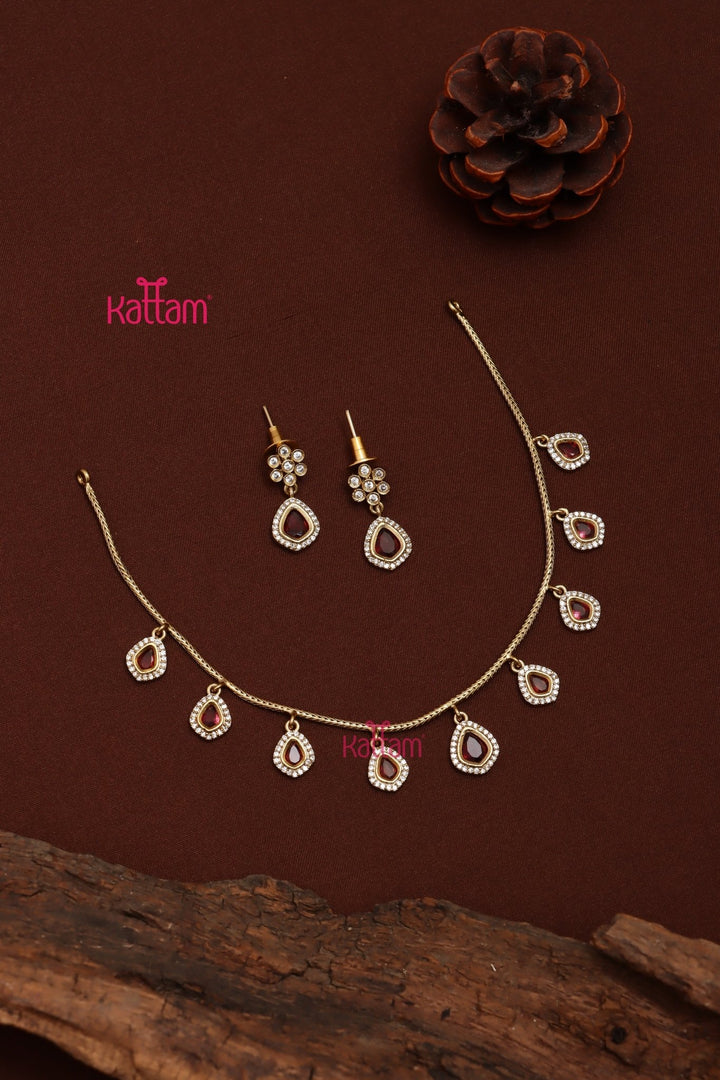 Simple Ruby Drop Choker - N3702