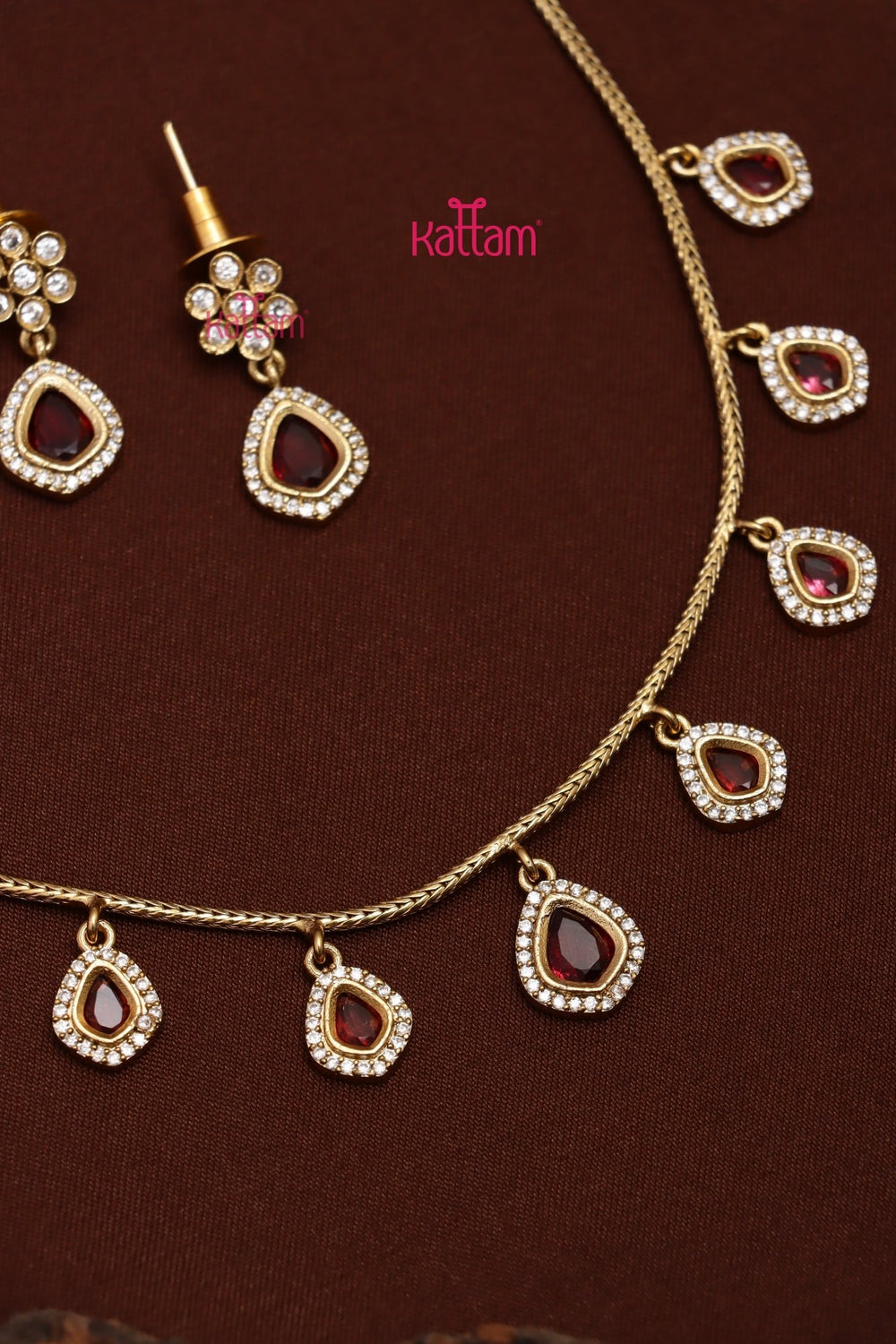 Simple Ruby Drop Choker - N3702