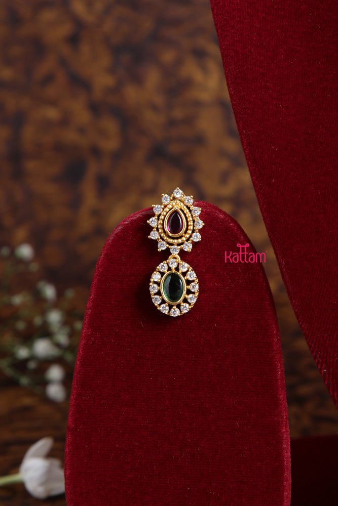 Single Line Ruby Emerald Necklace - N1857