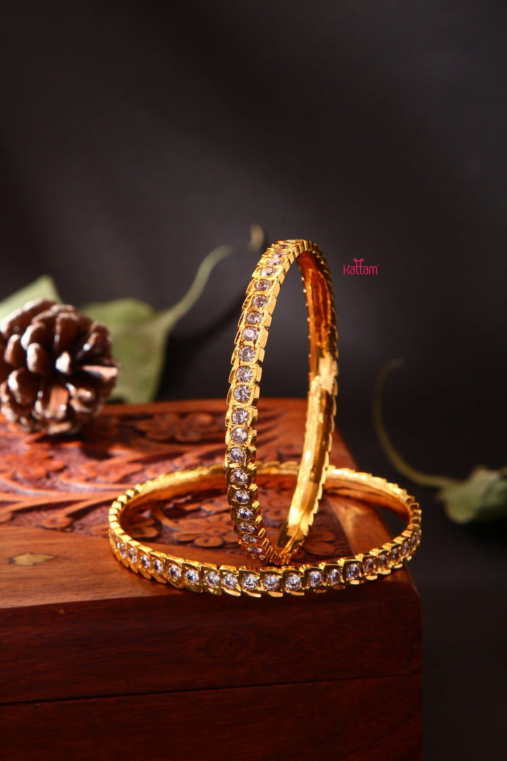 Single Line White Stone Gati Bangle - B025