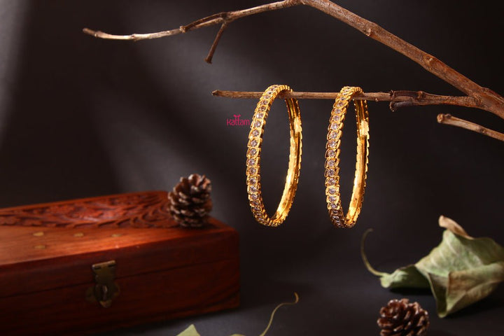 Single Line White Stone Gati Bangle - B025