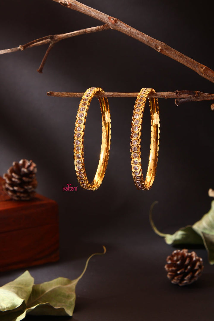Single Line White Stone Gati Bangle - B025