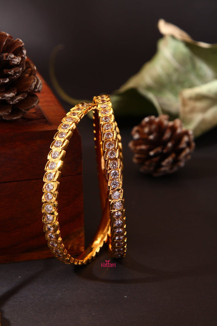 Single Line White Stone Gati Bangle - B025