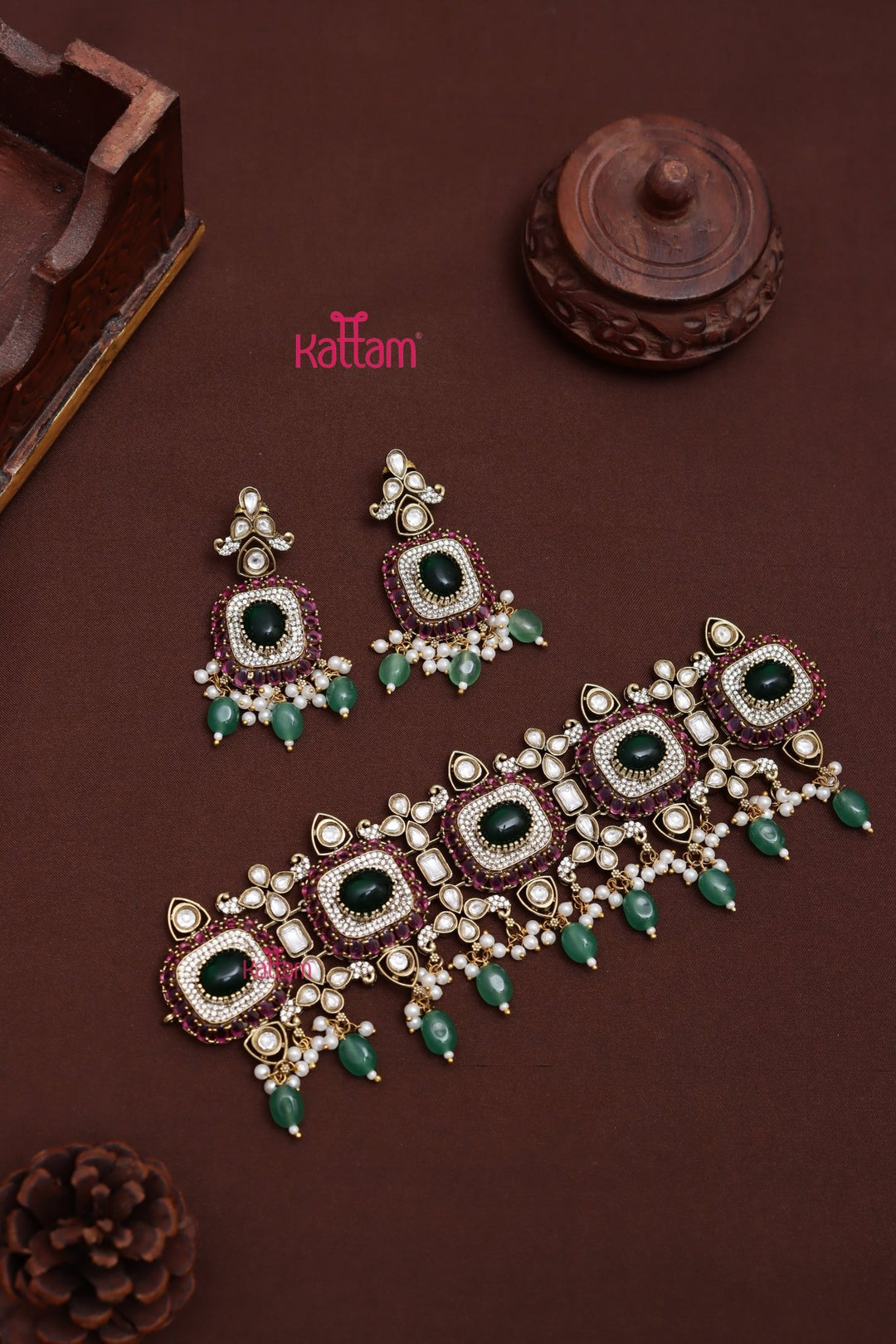 Siya - Victorian AD Beads Choker - N6172