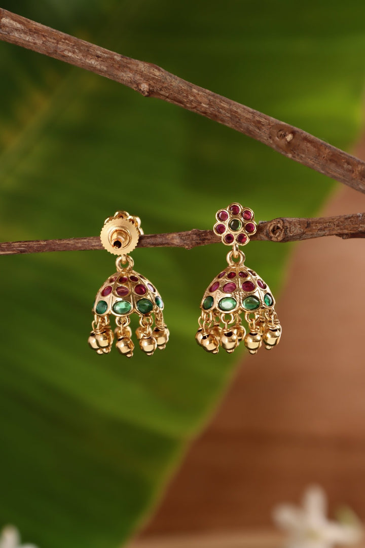 Small Drop Jhumka - Rubygreen - E1443