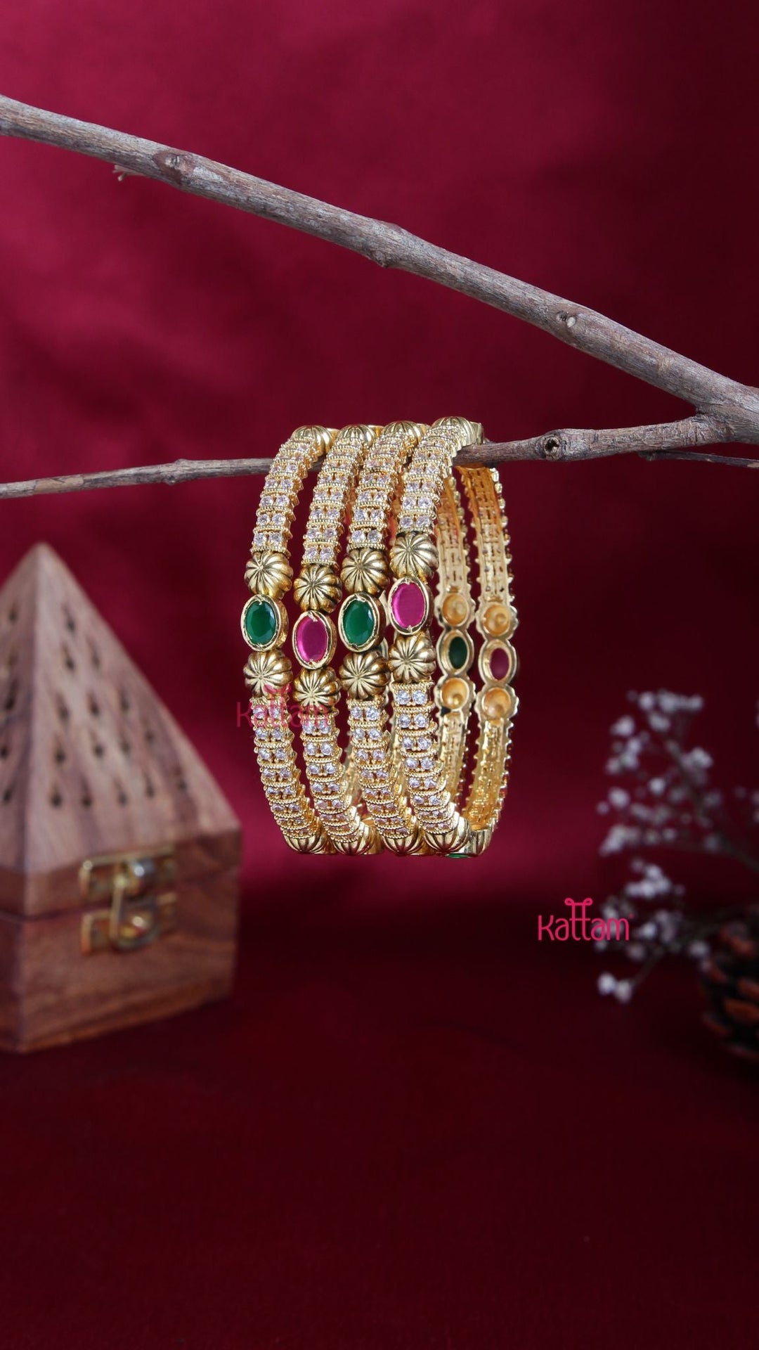 Spiral Gati Stone Bangle (Set of 4) - B520 - V4