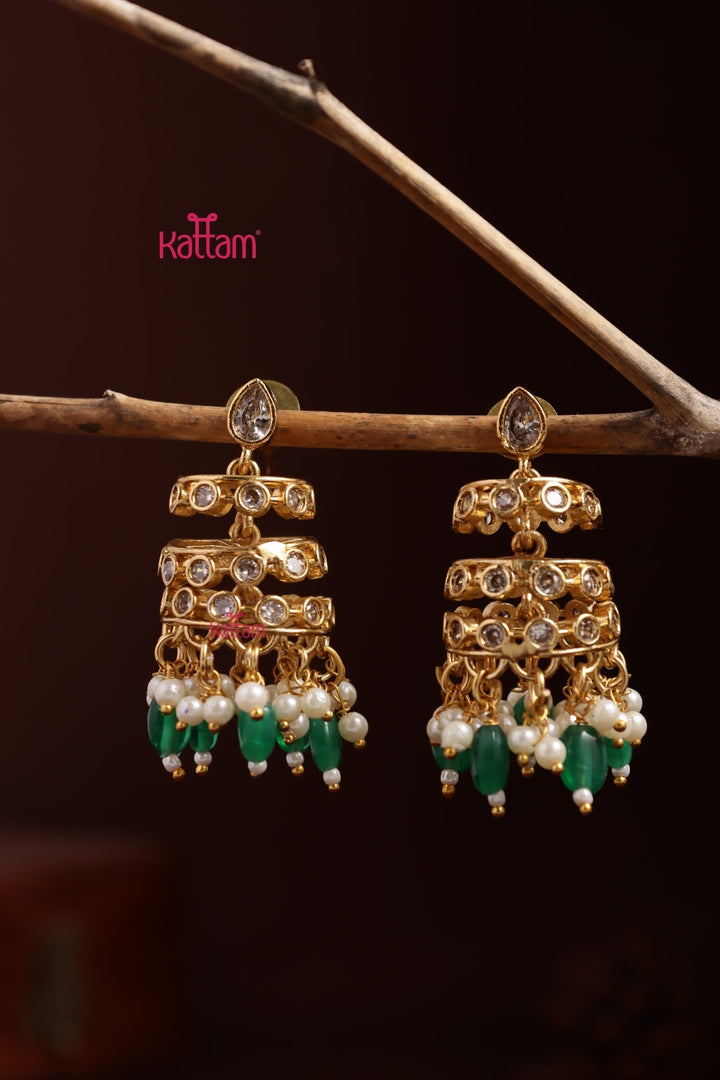 Spiral Stone Bead Jhumka - E1368