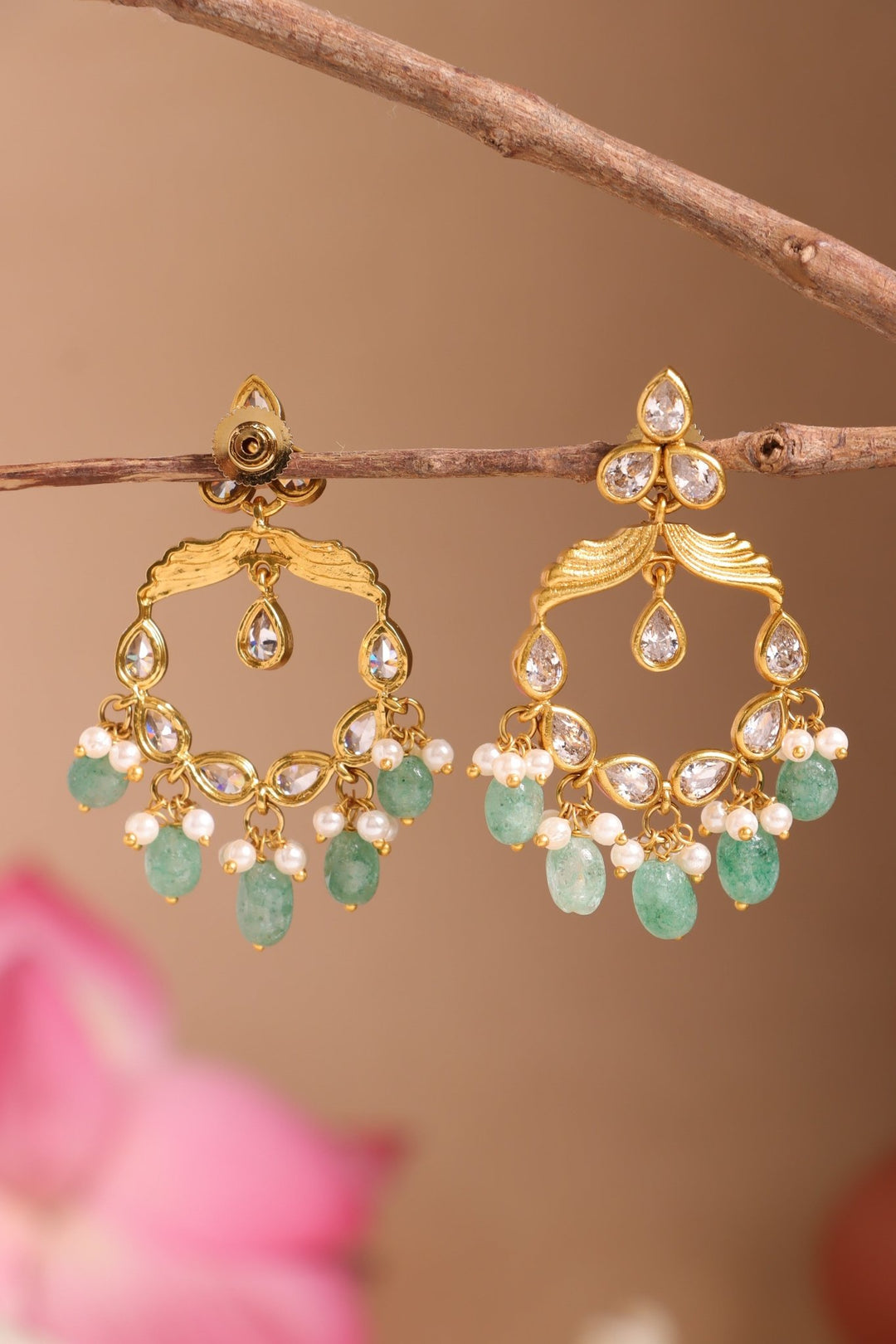 Statement Green Bead Earrings - E1525