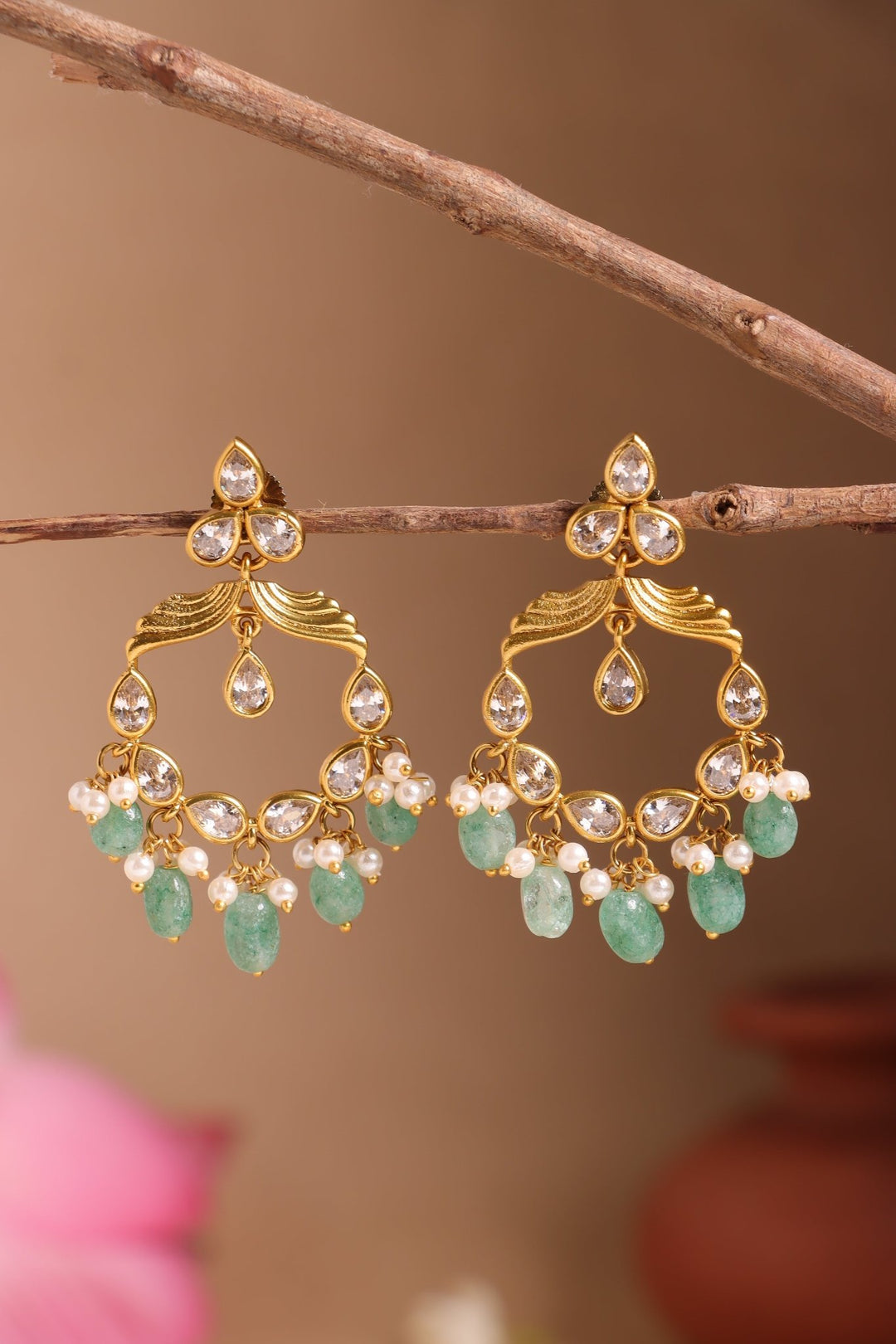 Statement Green Bead Earrings - E1525