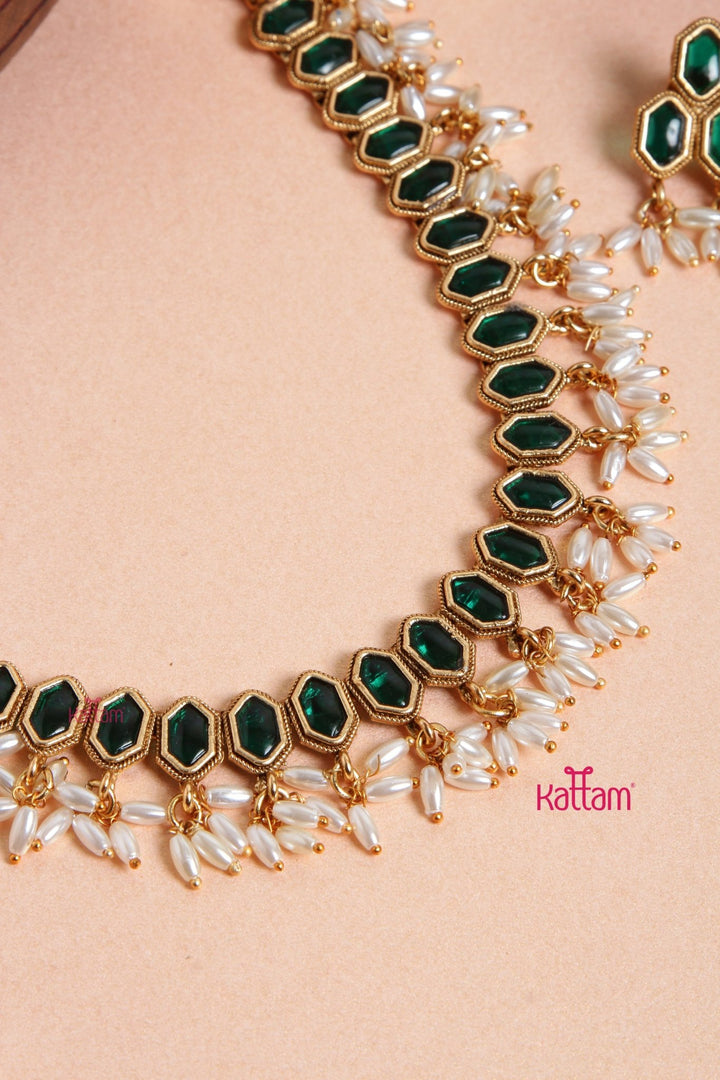 Stone Block Green Choker - N3110