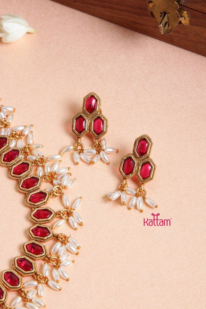 Stone Block Ruby Choker - N3109