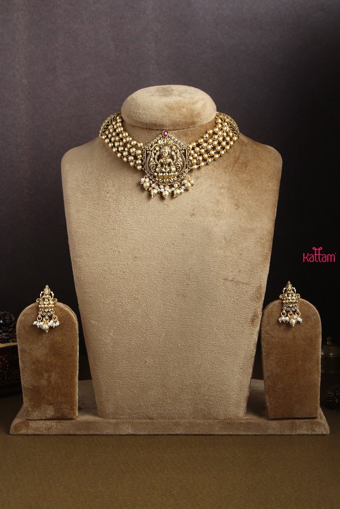String Gold Lakshmi Choker - N1584