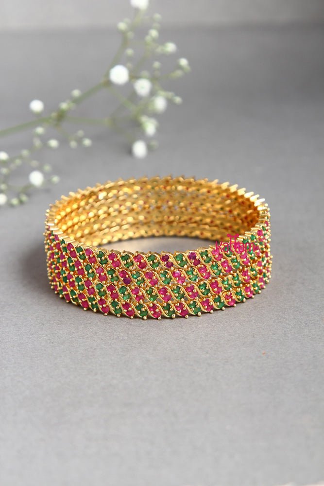 Stunning Ruby Green Stone Bangles - B365 - V4