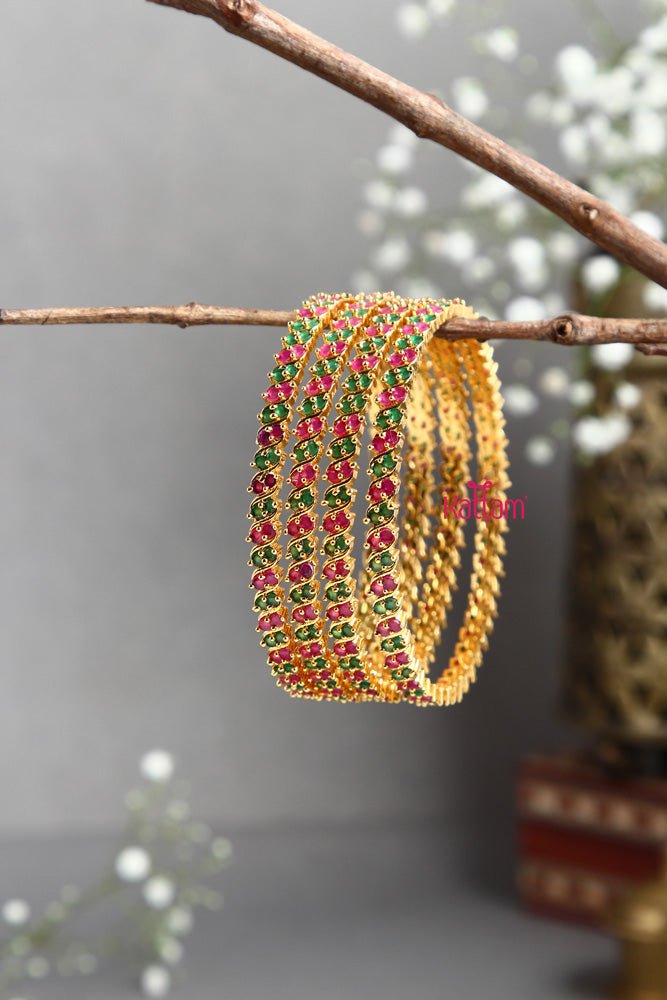 Stunning Ruby Green Stone Bangles - B365 - V4