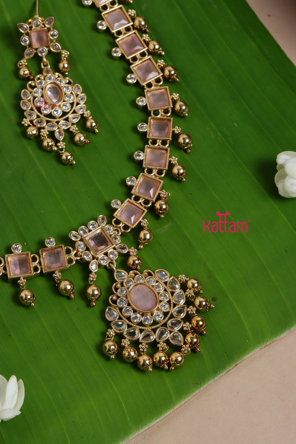 Sumeha - Pink Gold Trims Stone Choker - N3264