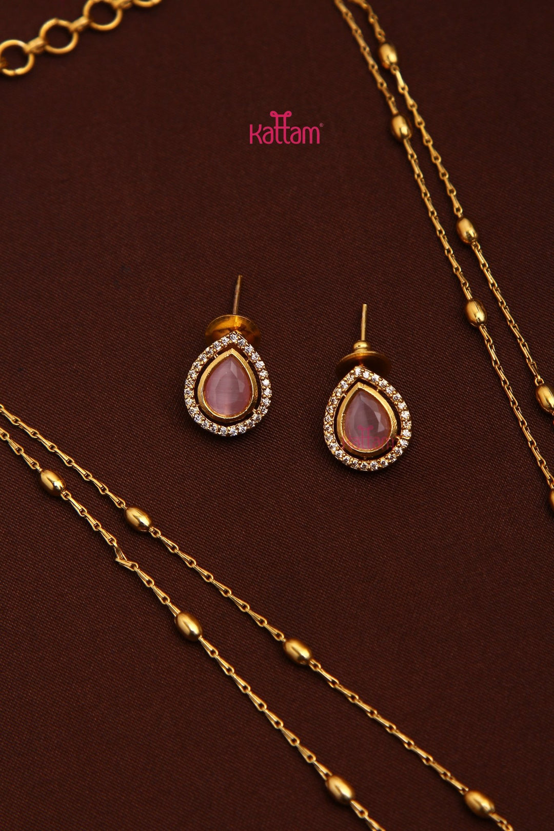 Swagatha - Layered Pastelpink Peacock Pearl Chain - N3497
