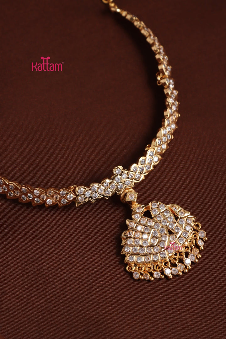 Swan White Stone Attigai Choker - N3965