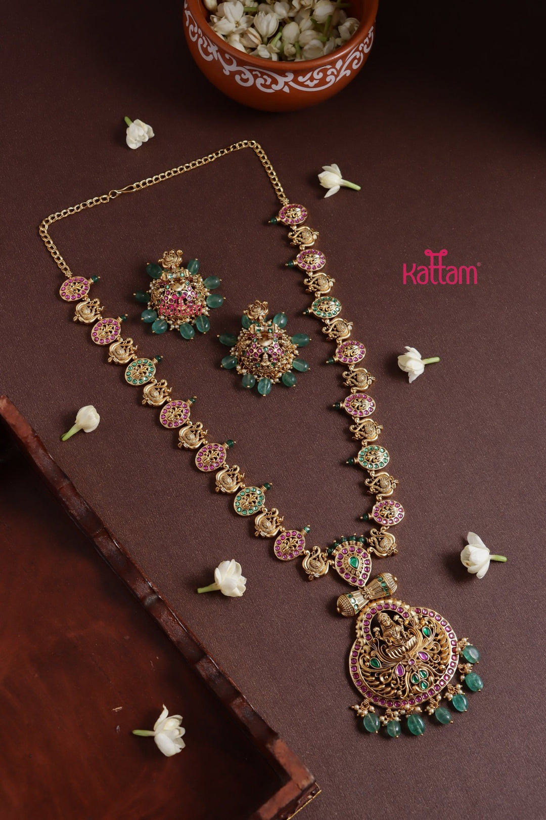 Tamizhini - Goddess Pendant Stone Haram - N3778