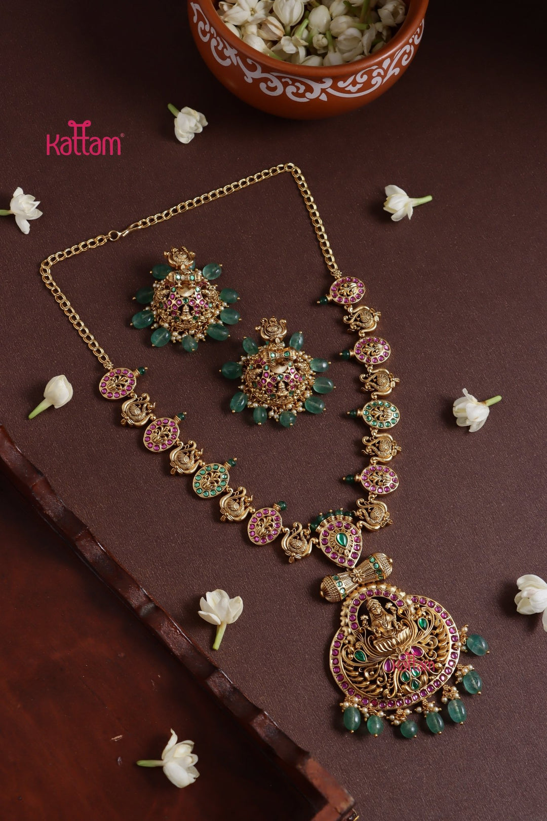 Tamizhini - Goddess Pendant Stone Necklace - N3777