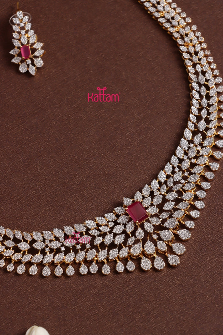 Tanisha - AD Ruby Stone Leaf Haram - N5325