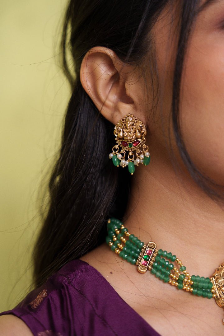 Thamayanthi - PastelGreen Beaded Choker - N3683