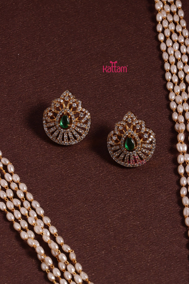 Tharika - Rice Pearl Green Dollar Chain - N3614