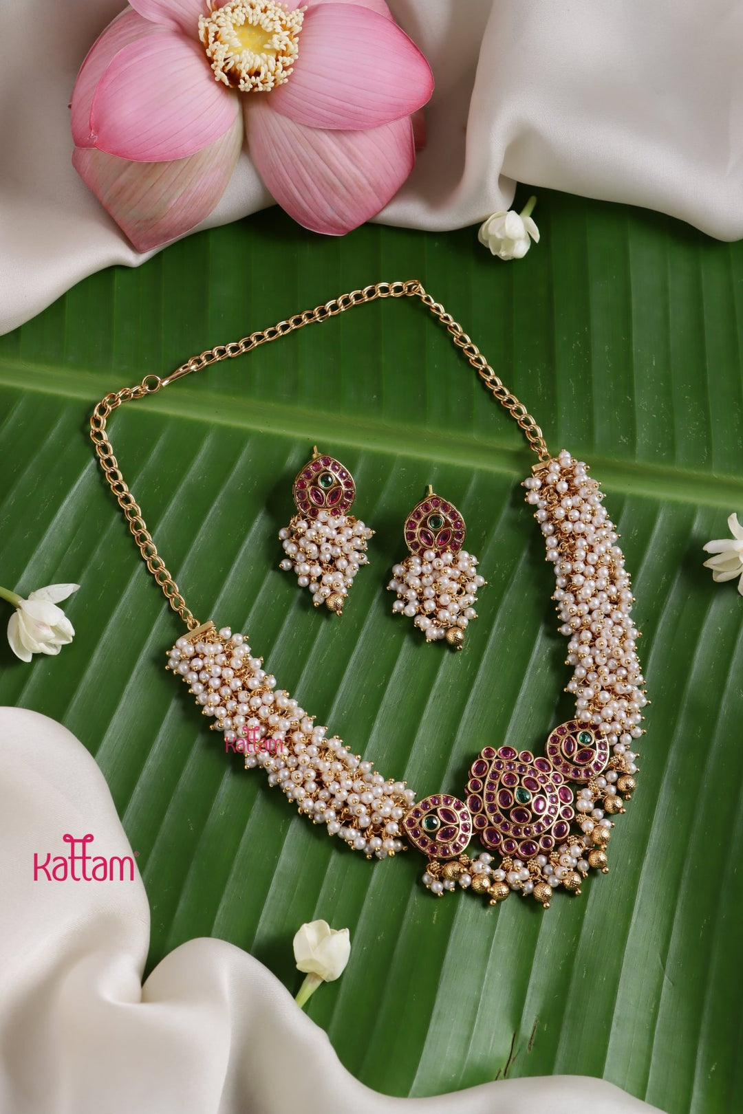 Thilaga - Cluster Pearl Choker Set - N3763