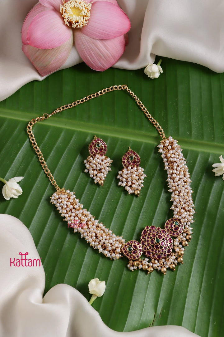 Thilaga - Cluster Pearl Choker Set - N3763