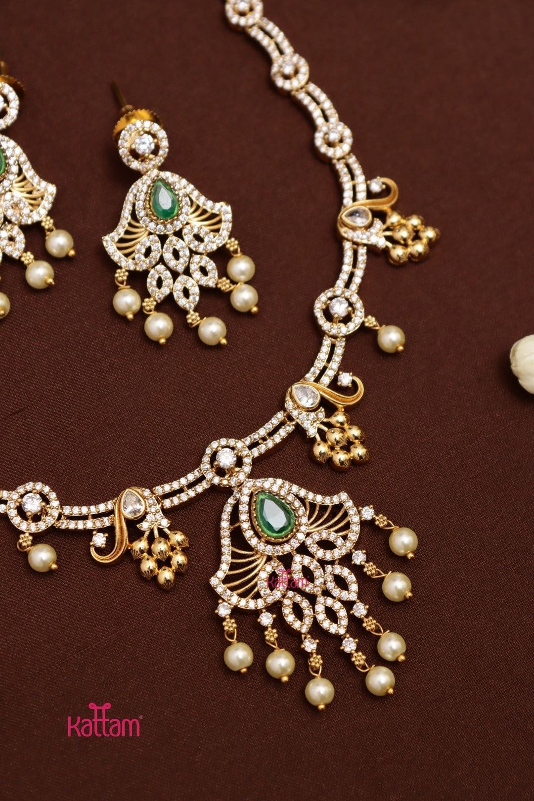 Thilaga Stone Necklace - Green - N4015