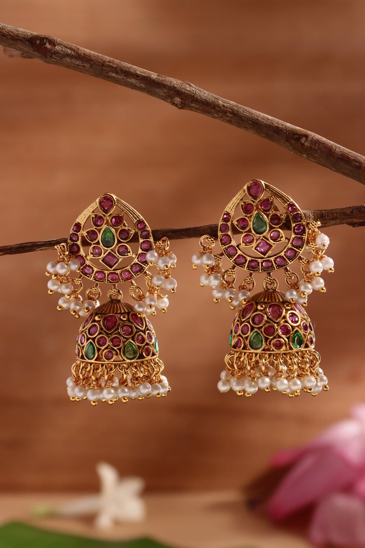 Thilak Motif Pearl Jhumka - E1461