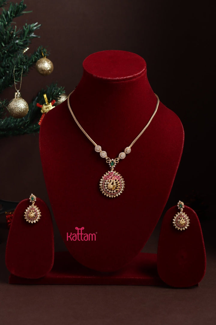 Thilak Peacock Stone Necklace - N3860