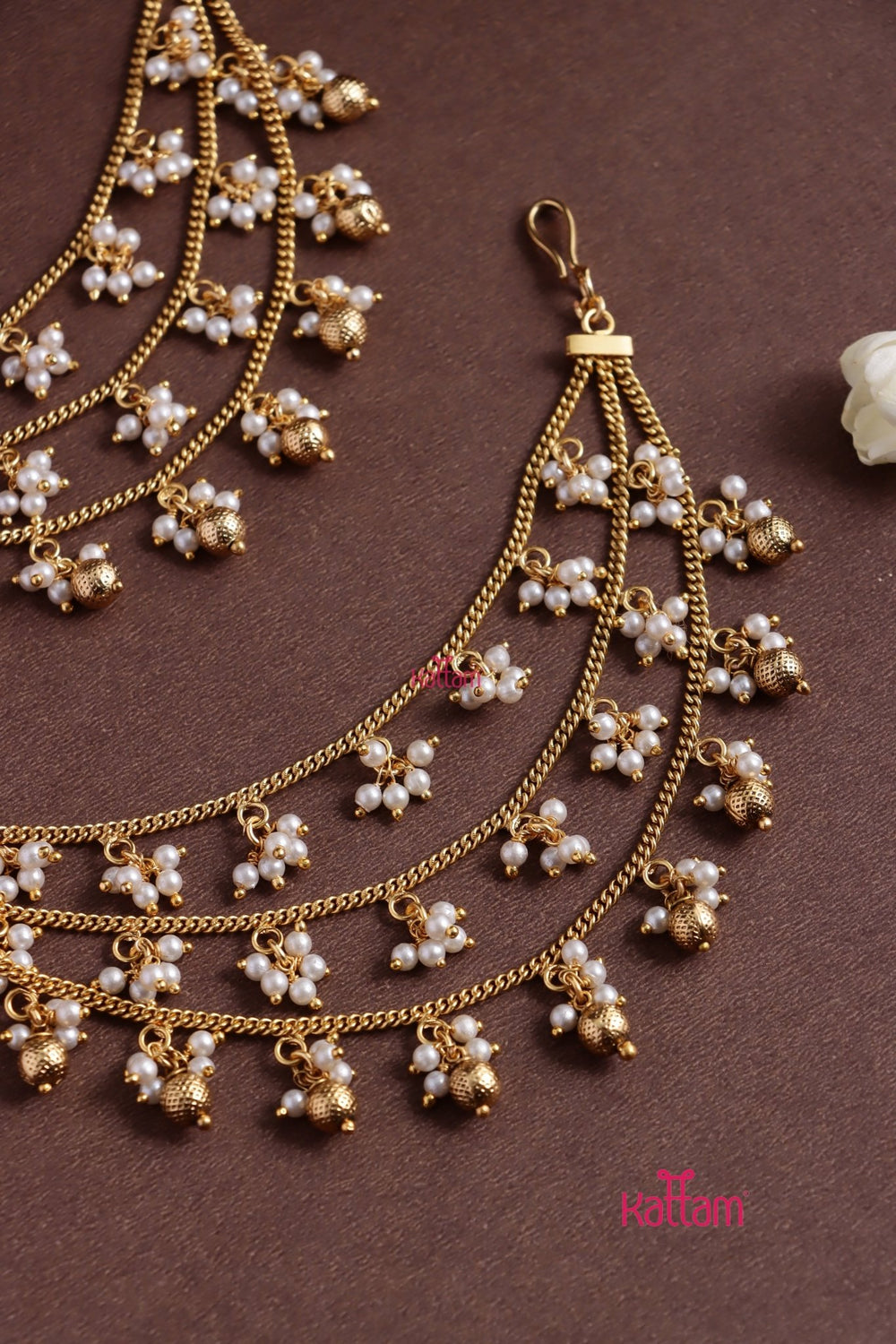 Three Layered Pearl earchain - EC079
