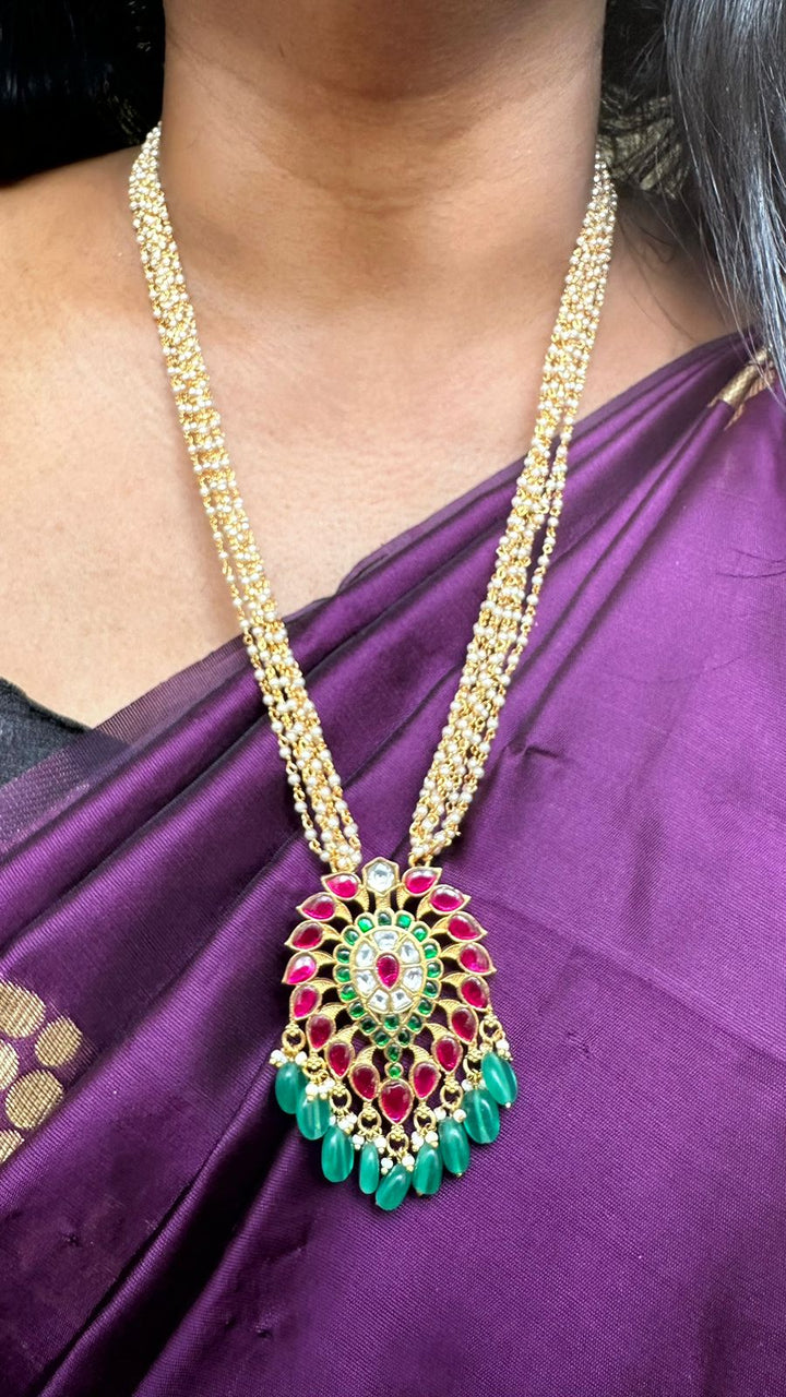 Tilak Kundan Pendant Pearl Mala - N1413
