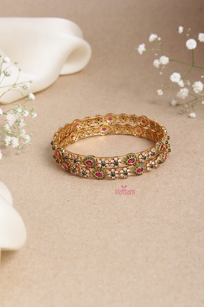 Tilak Small white Flower Bangle - B476- V4