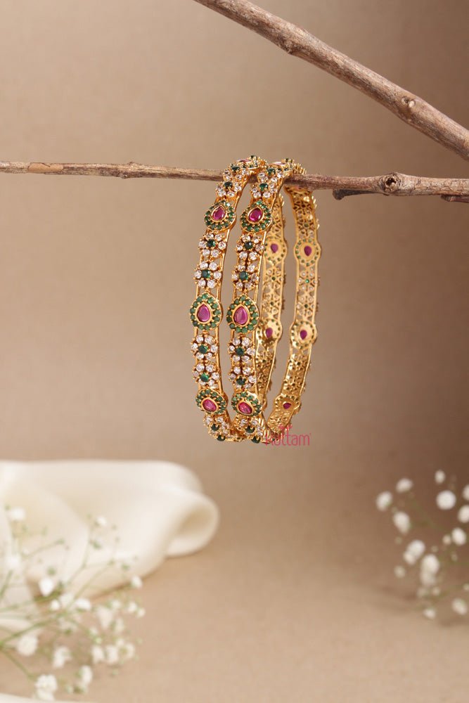 Tilak Small white Flower Bangle - B476- V4