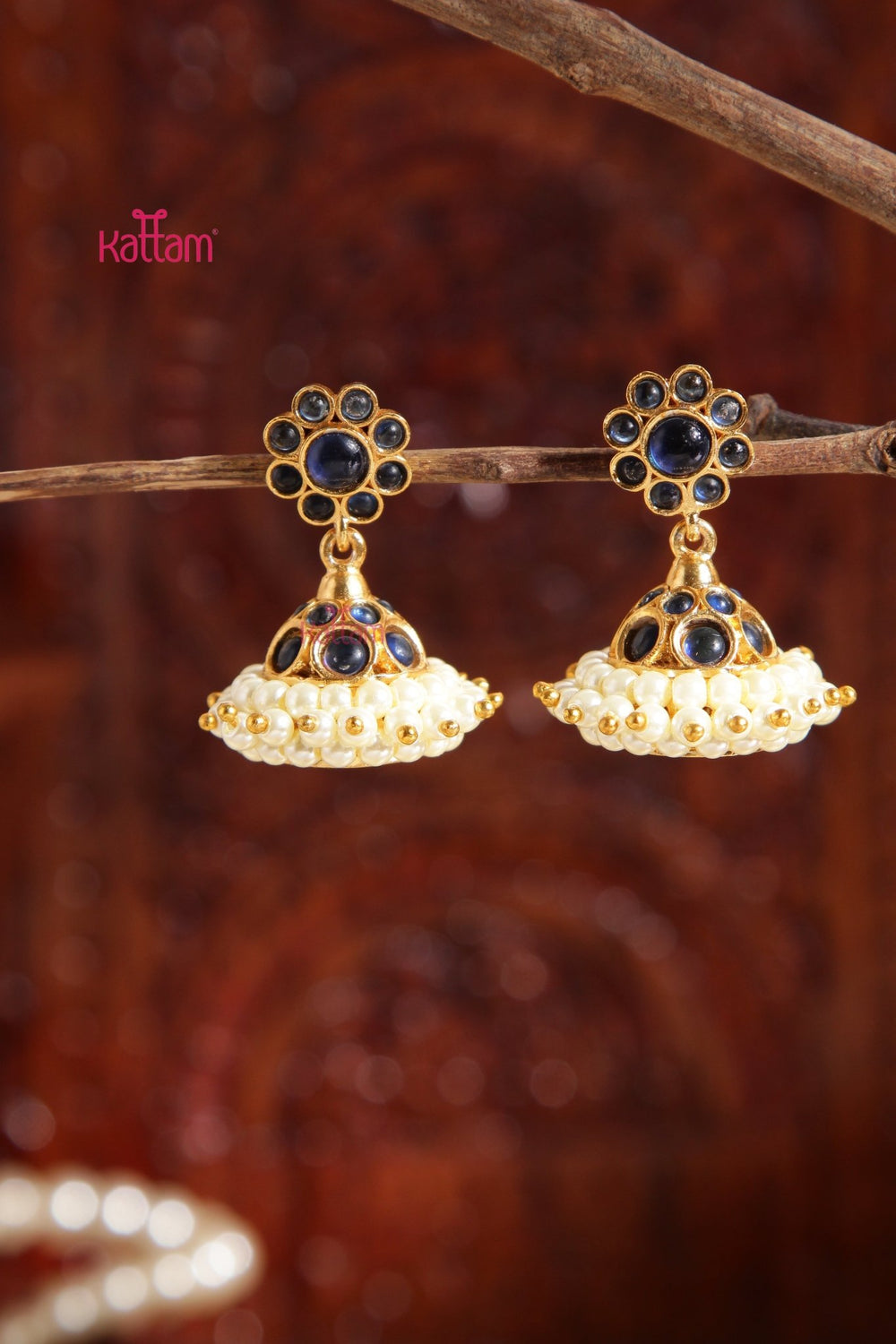 Traditional Blue Small Jhumka - E1005